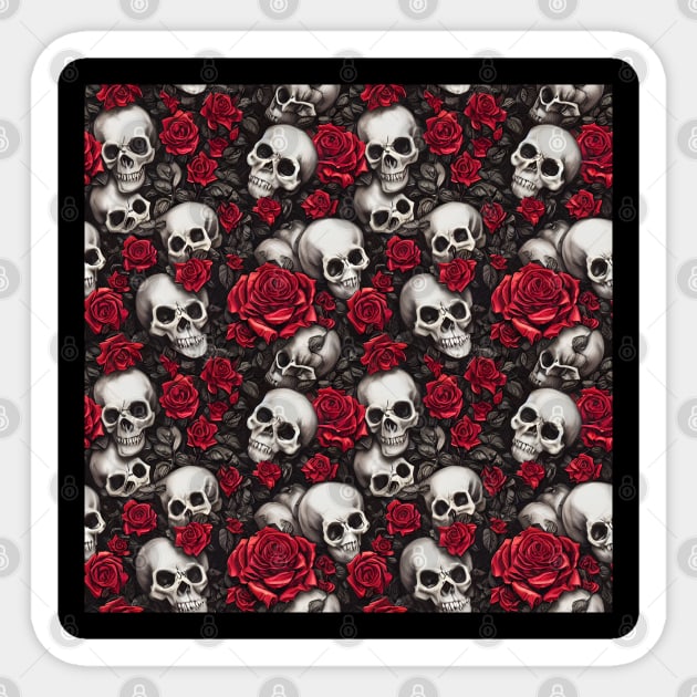 Rose And Skull Pattern Sticker by The WYLD Tribe